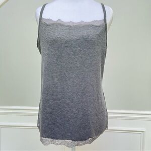 Soma Cool Nights Gray Lace Trim Pajama Top M